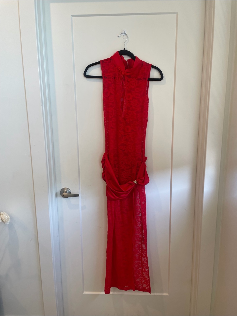 Red Lace Evening Gown - Women Dresses